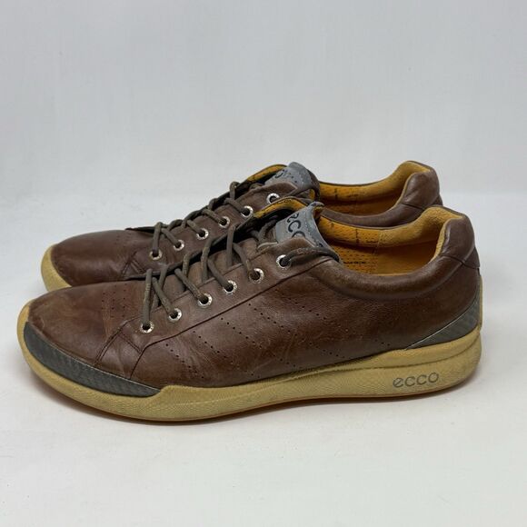 ECCO Biom Hybrid Golf Shoes Mens 11 EU 45 Brown Yak Leather Spikeless - Picture 2 of 16